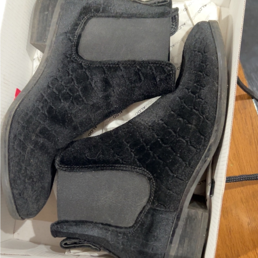 Aldo Black Textured Ankle Boots